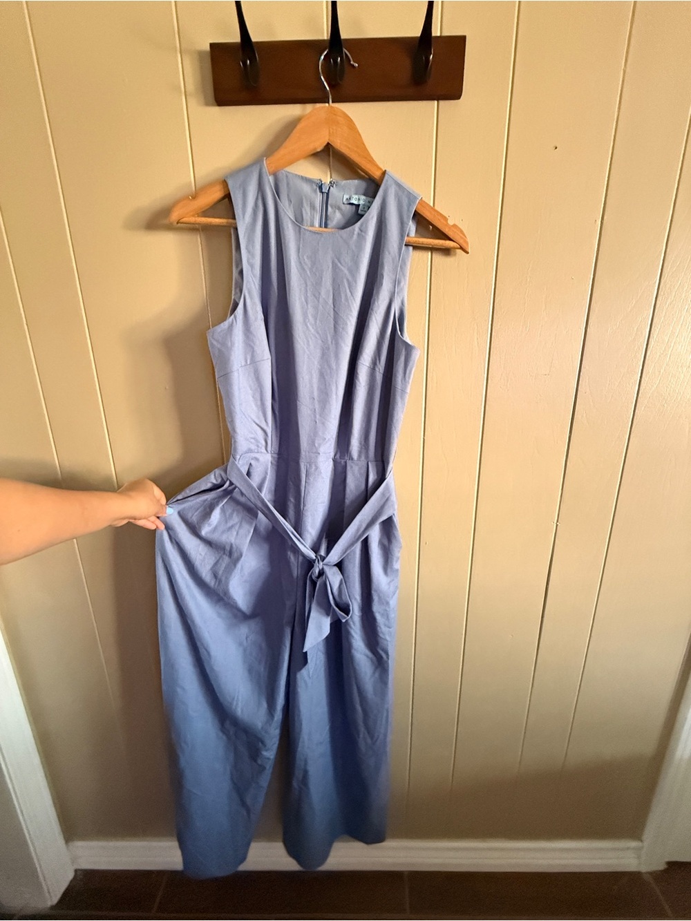 Sleeveless Periwinkle Blue Jumpsuit with Waist Tie